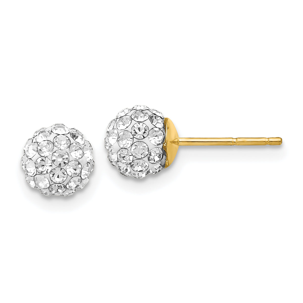 14k Post 6mm Crystal Ball Earrings