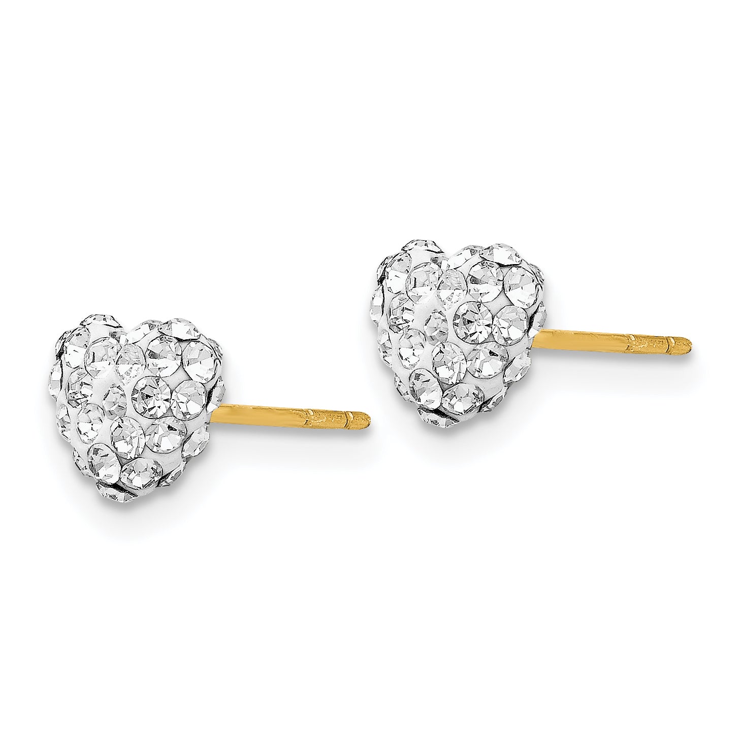14K Post 6mm Crystal Heart Post Stud Earrings Secondary image