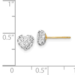 14K Post 6mm Crystal Heart Post Stud Earrings