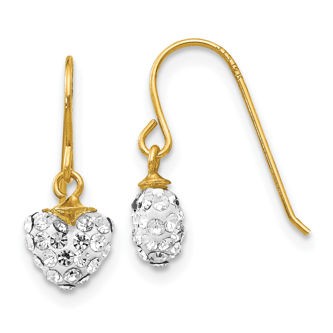 14k Crystal Heart Dangle Earrings Main image