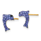 14k Crystal Blue Dolphin Post Earrings