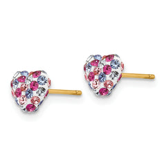 14k Multi-colored Crystal 6mm Heart Post Earrings