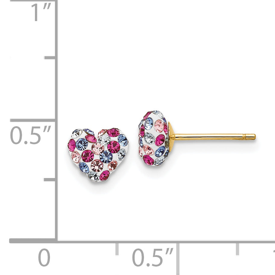 14k Multi-colored Crystal 6mm Heart Post Earrings