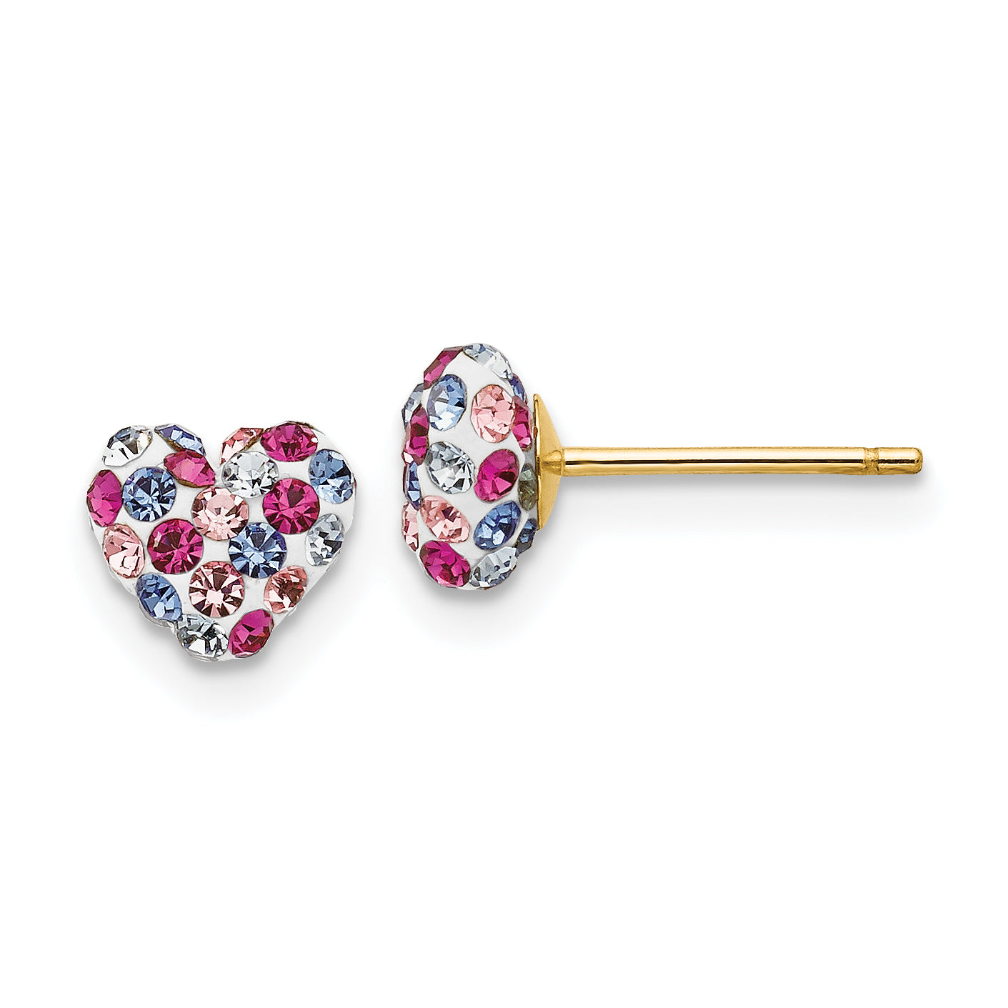 14k Multi-colored Crystal 6mm Heart Post Earrings Main image