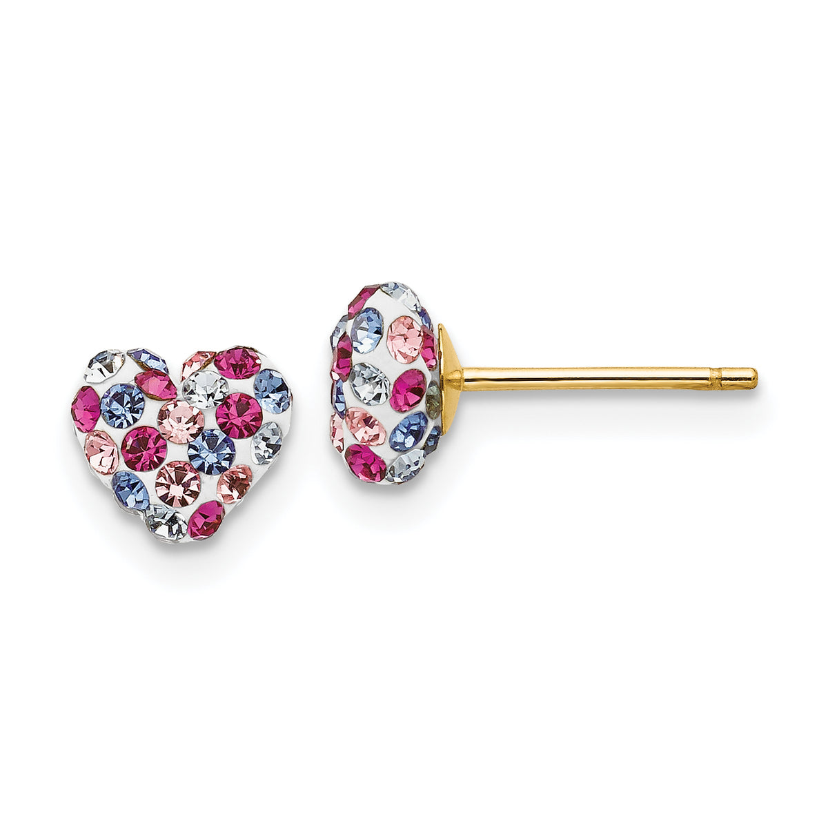 14k Multi-colored Crystal 6mm Heart Post Earrings