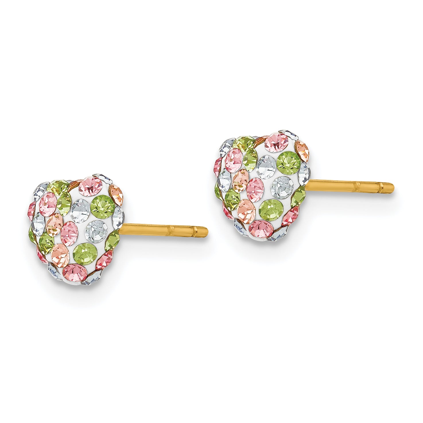14k Pastel Multi-colored Crystal 6mm Heart Post Earrings Secondary image