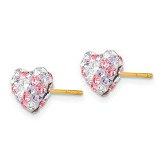 14k Multicolored Crystal 8mm Heart Post Earrings