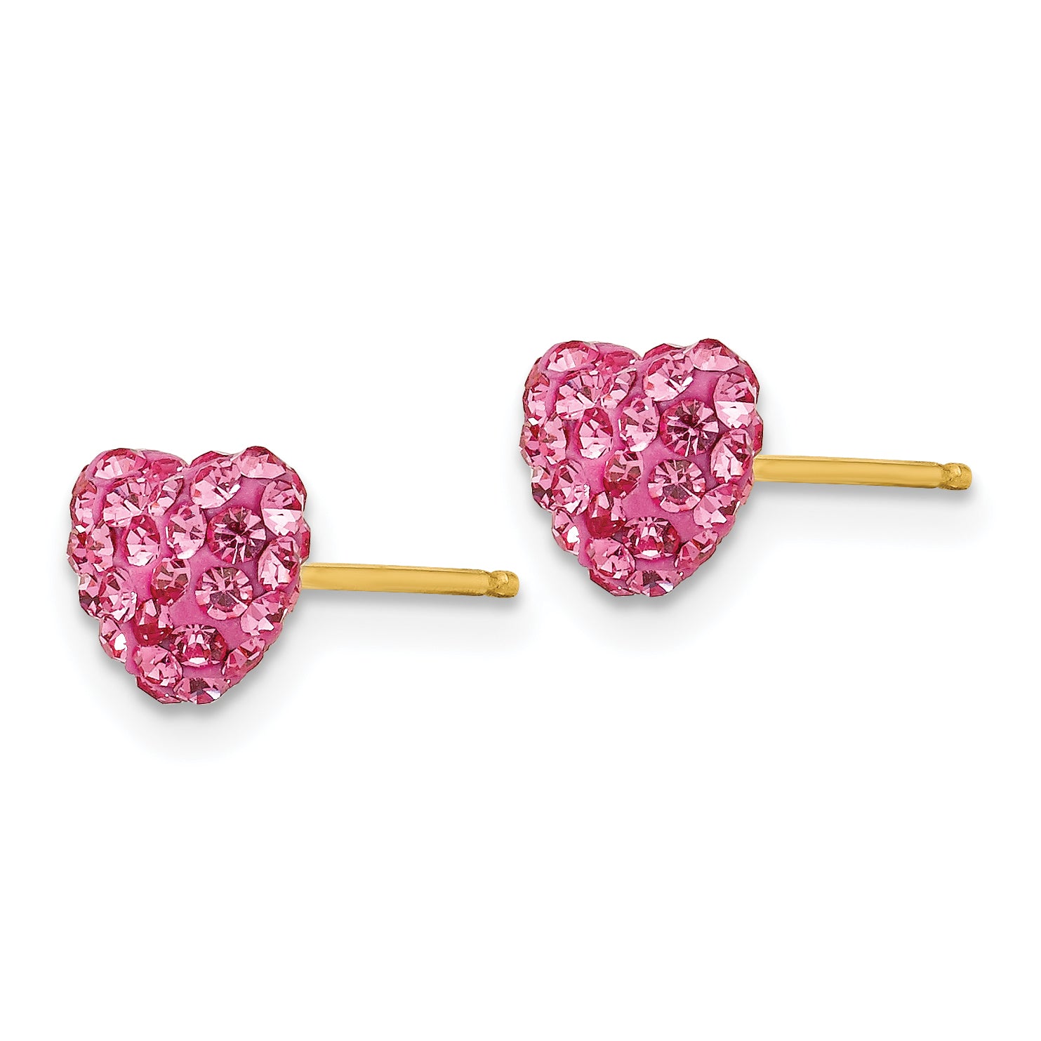 14k Post Rose Crystal 6mm Heart Earrings