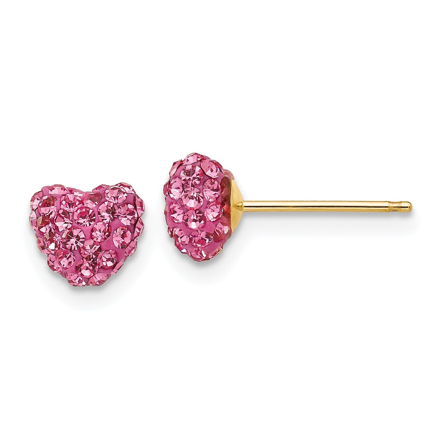 14k Post Rose Crystal 6mm Heart Earrings Main image