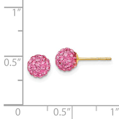 14k Rose Crystal 6mm Post Earrings