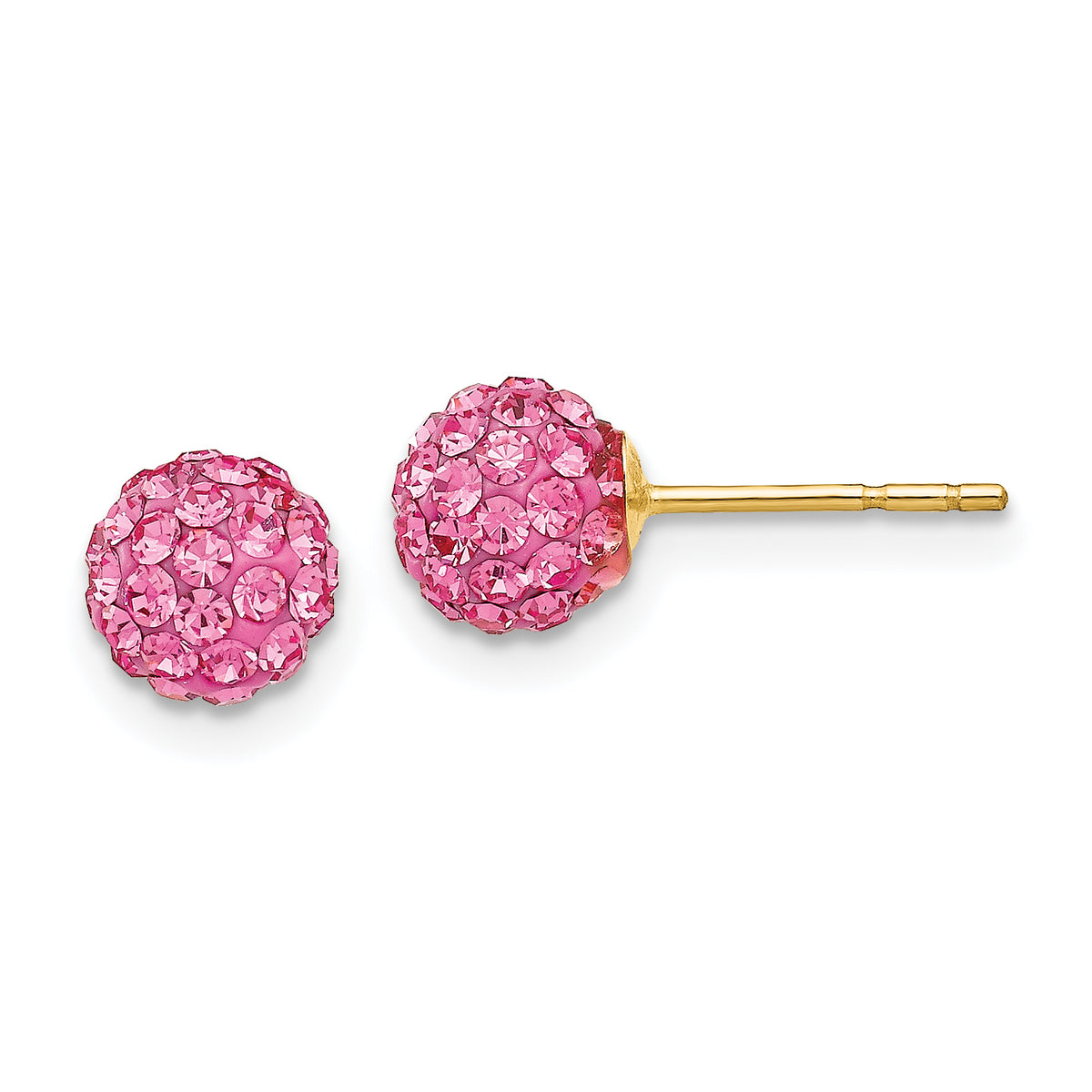 14k Rose Crystal 6mm Post Earrings