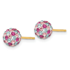 14k Post Multi-colored Crystals 6mm Ball Earrings