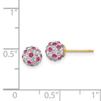 14k Post Multi-colored Crystals 6mm Ball Earrings
