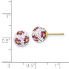 14k Crystal Pink Flowers 8mm Post Earrings