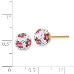 14k Crystal Pink Flowers 8mm Post Earrings