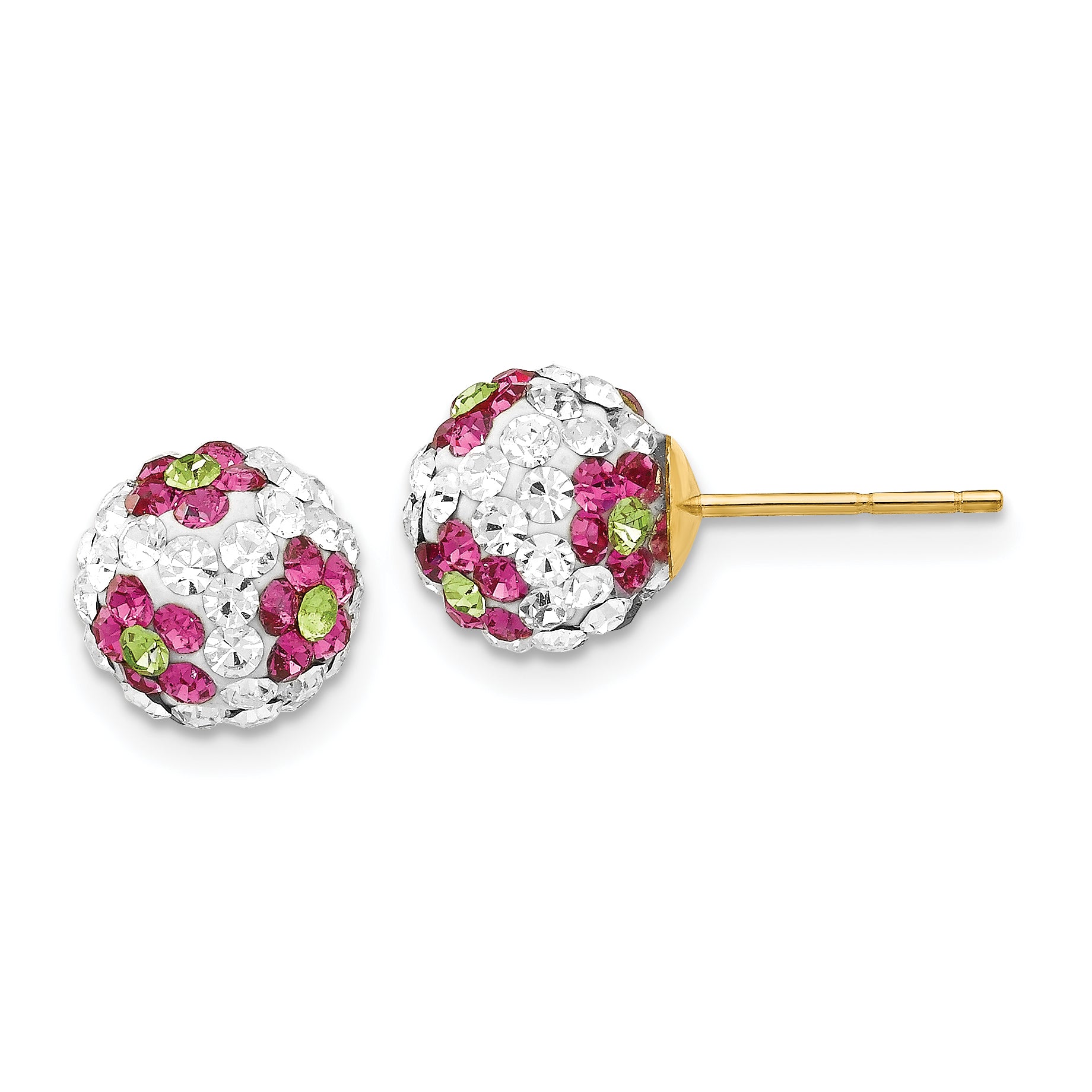 14k Crystal Pink Flowers 8mm Post Earrings Main image