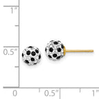 14k Black and White Crystal 6mm Post Earrings