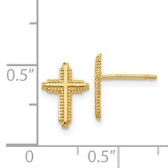 14K Yellow Gold Polished Cross Post Earrings