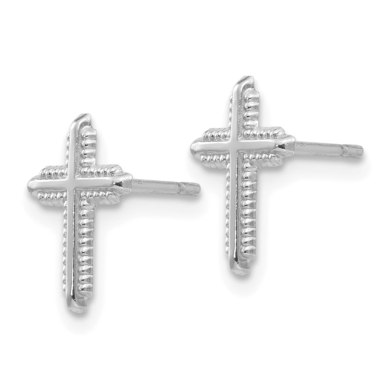 14K White Gold Polished Cross Post Earrings Secondary image