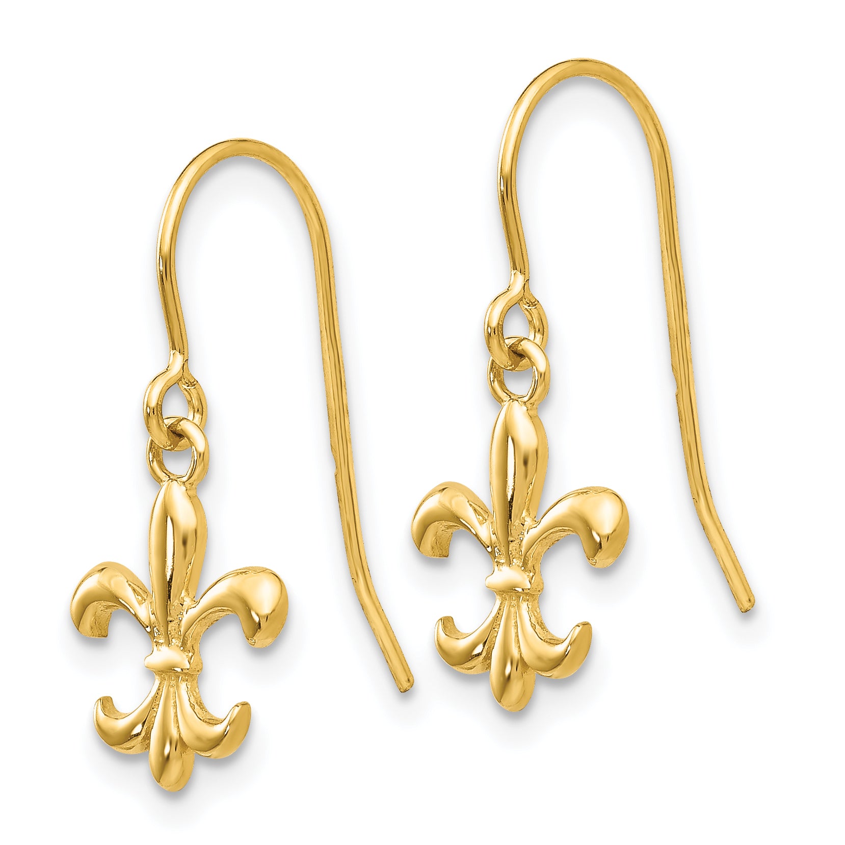 14k Fleur de lis Dangle Earrings Secondary image