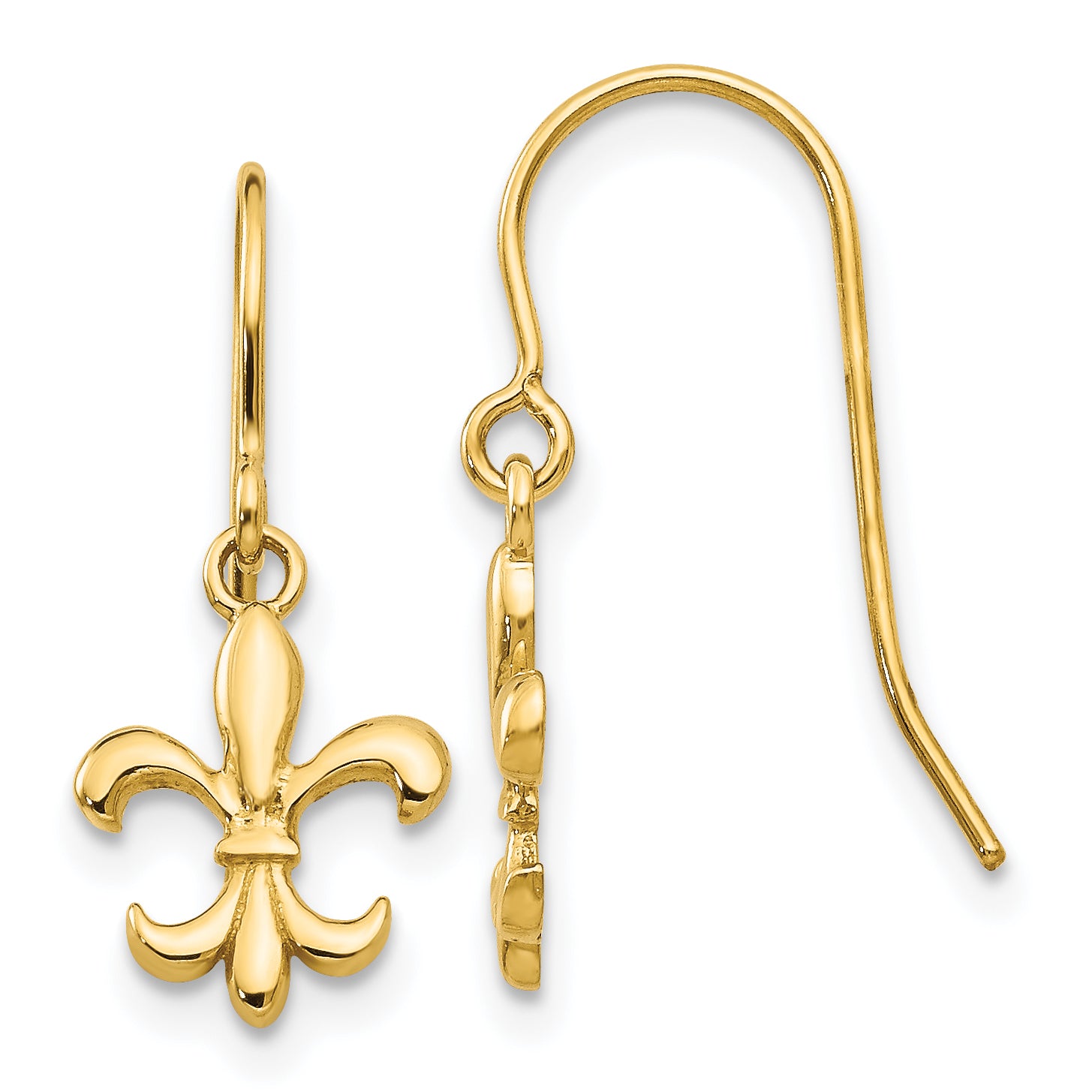 14k Fleur de lis Dangle Earrings Main image