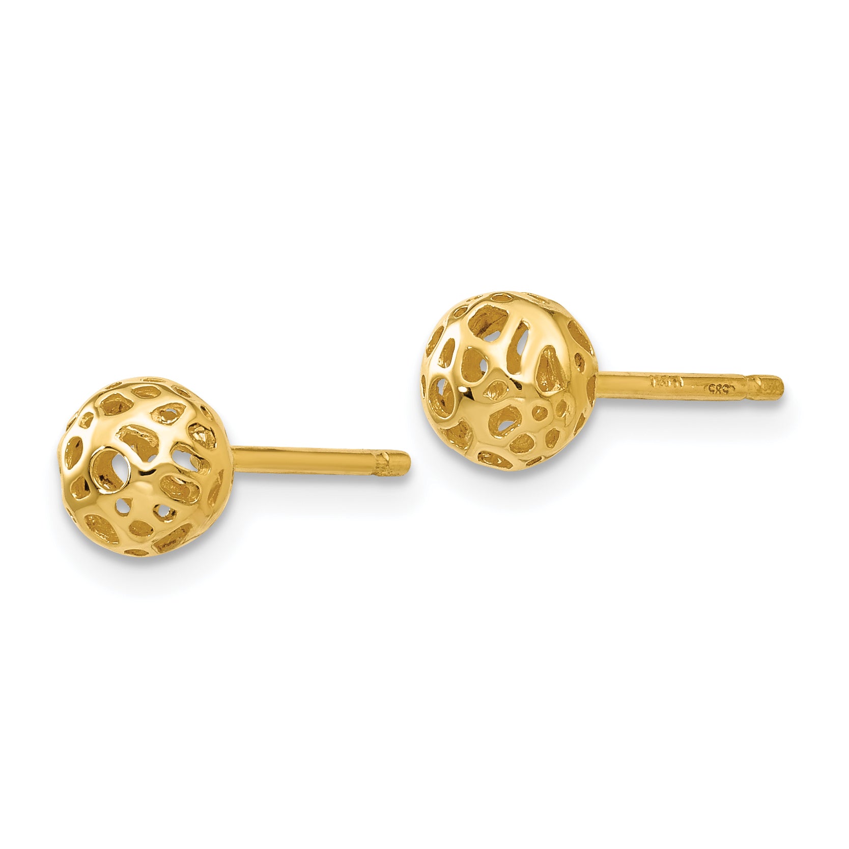 14K Yellow Gold Small Fancy Ball Post Earrings Secondary image