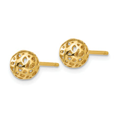 14K Yellow Gold Fancy Ball Post Earrings