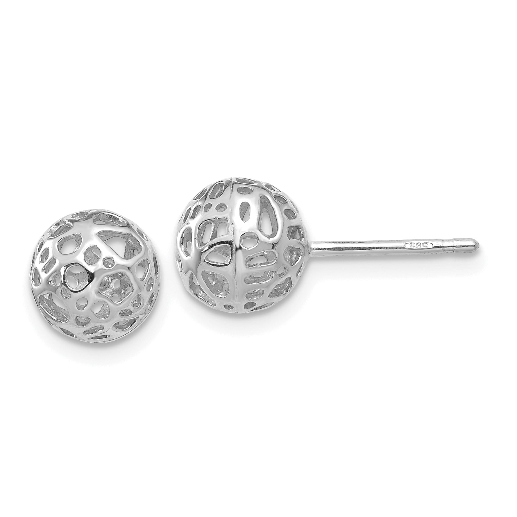 14K White Gold Medium Fancy Ball Post Earrings Main image