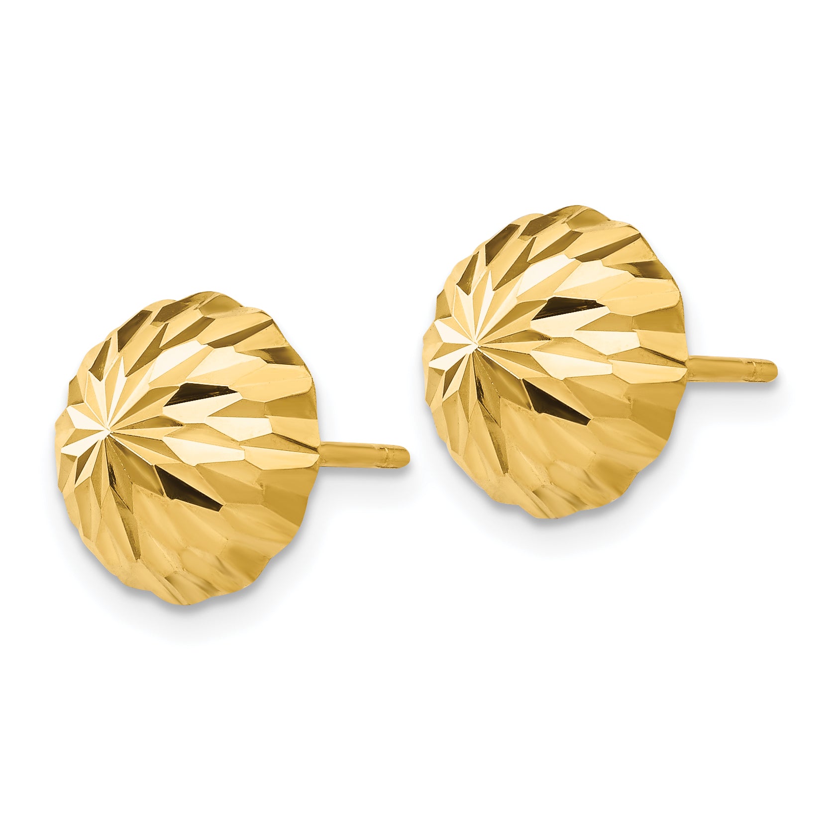 14k Gold Diamond-cut 10mm Domed Post Earrings Secondary image