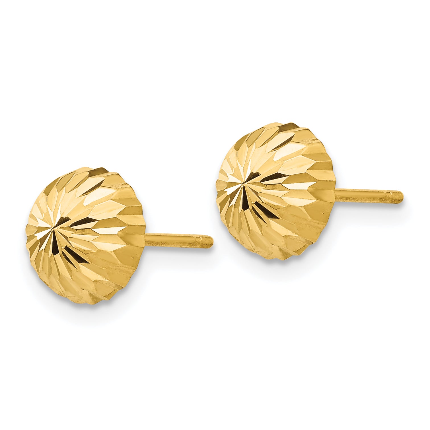 14k Gold Diamond-cut 8mm Domed Post Earrings Secondary image
