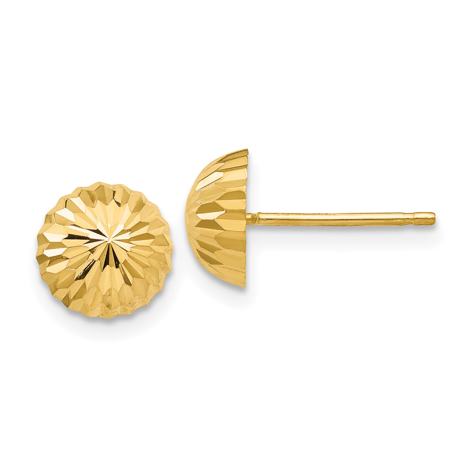 14k Gold Diamond-cut 8mm Domed Post Earrings Main image
