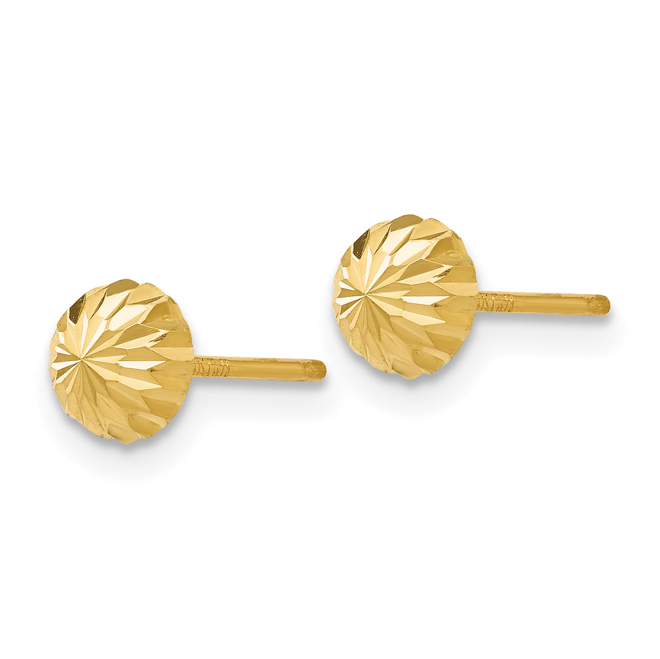 14k Gold Diamond-cut 5mm Domed Post Earrings Secondary image