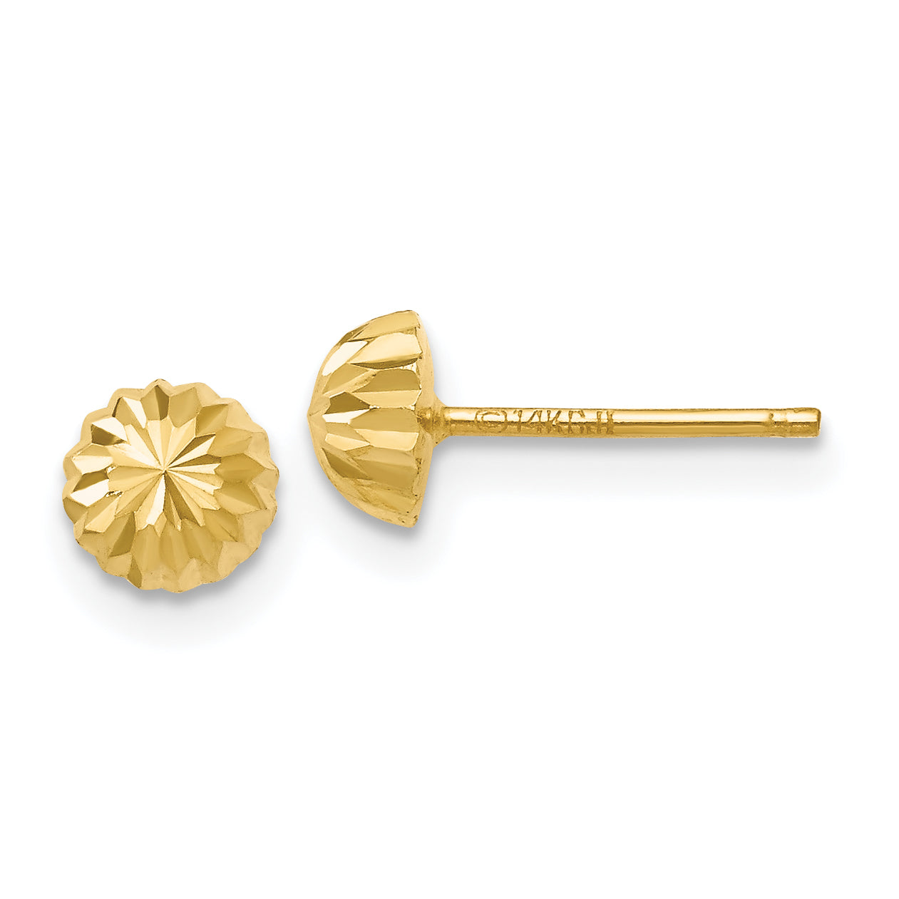 14k Gold Diamond-cut 5mm Domed Post Earrings Main image