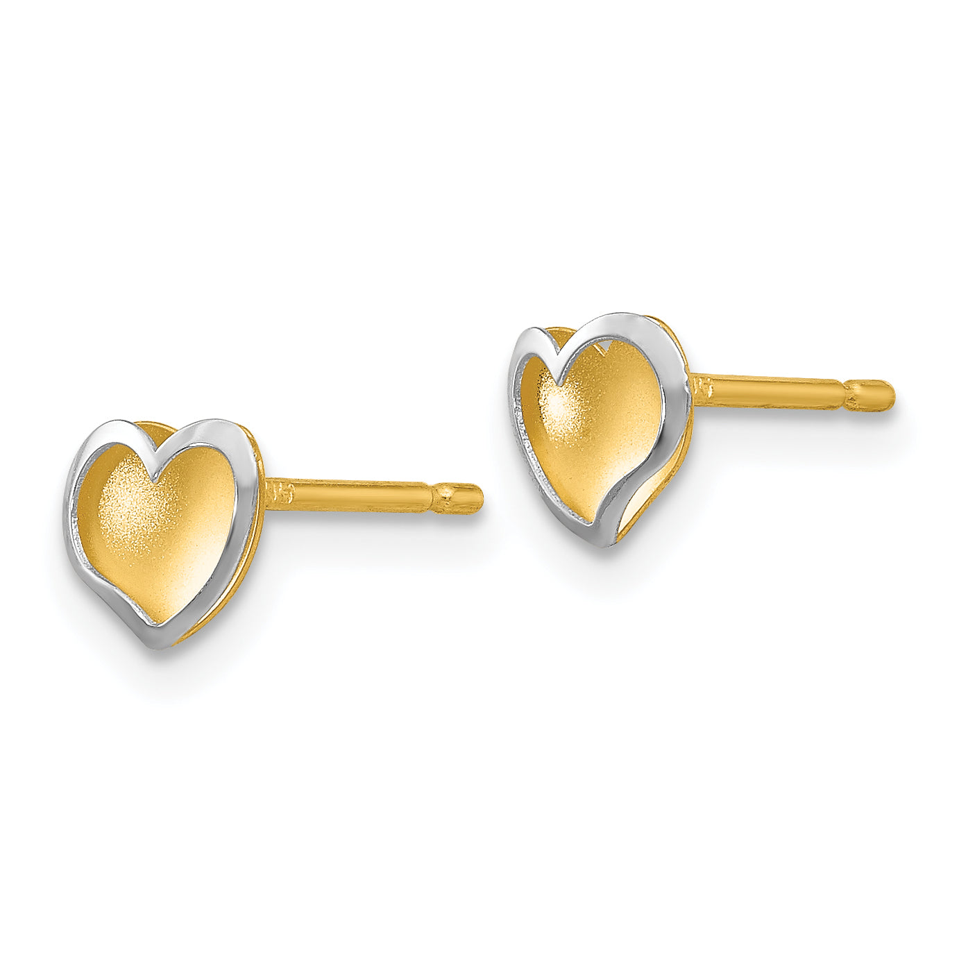 14k Two-tone Polished and Satin Heart Post Earrings Secondary image