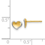14k Two-tone Polished and Satin Heart Post Earrings