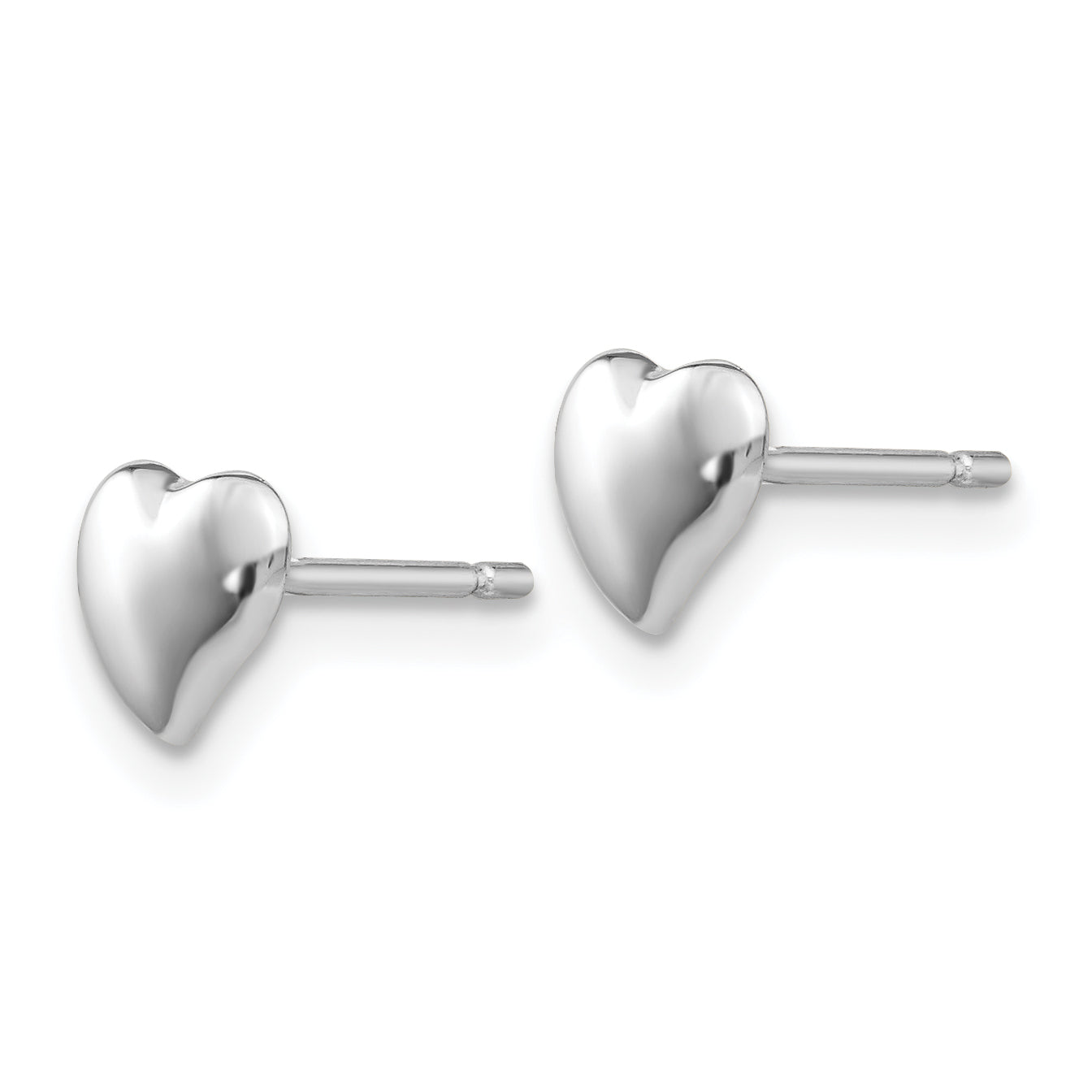 14k White Polished Heart Post Earrings Secondary image