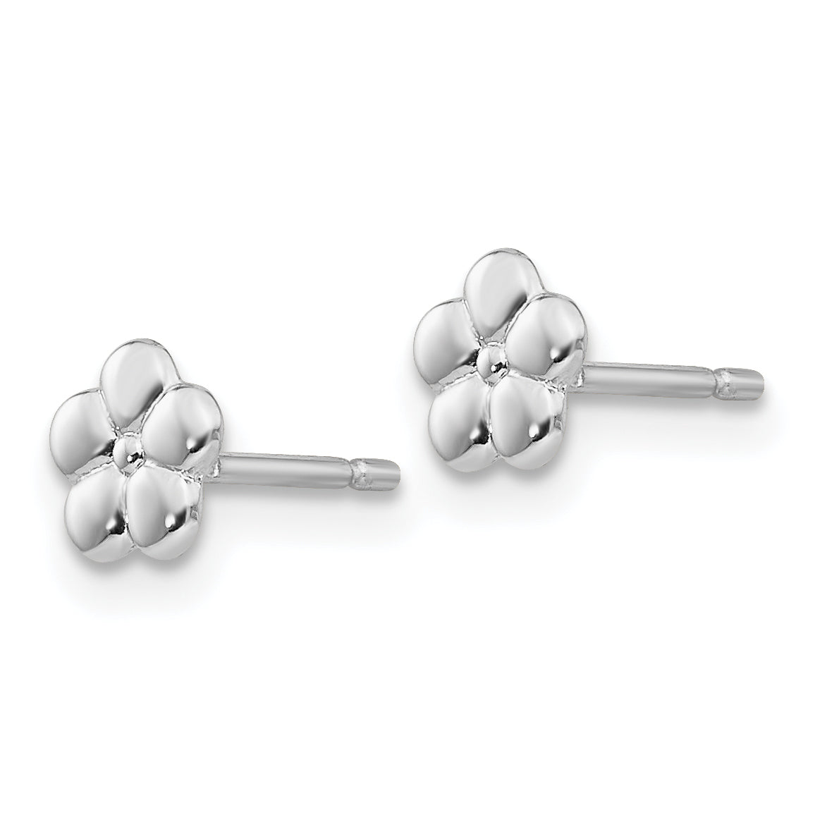 14k White Polished Flower Post Earrings Secondary image
