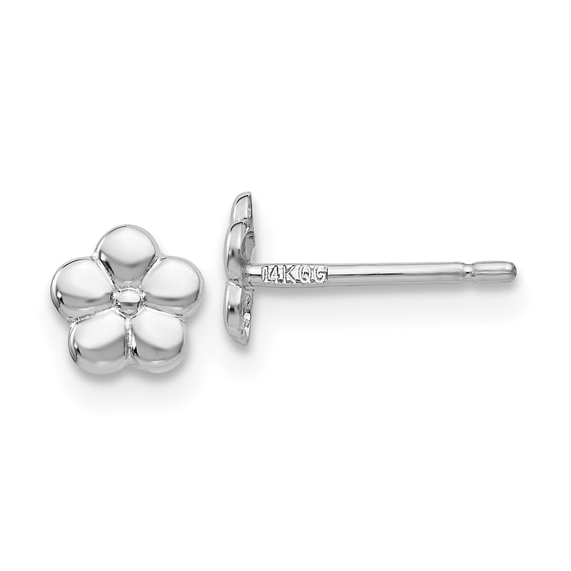14k White Polished Flower Post Earrings Main image