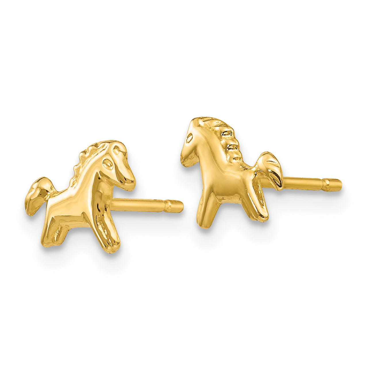 14k Polished Horse Post Earrings Secondary image