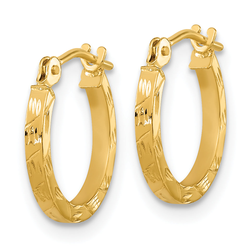 14k Polished Diamond Cut 1.5mm Square Tube Hoops Secondary image