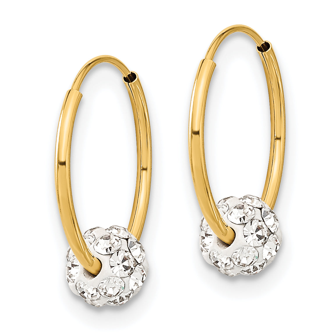 14k Polished Crystal and Resin Bead Endless Hoops Secondary image