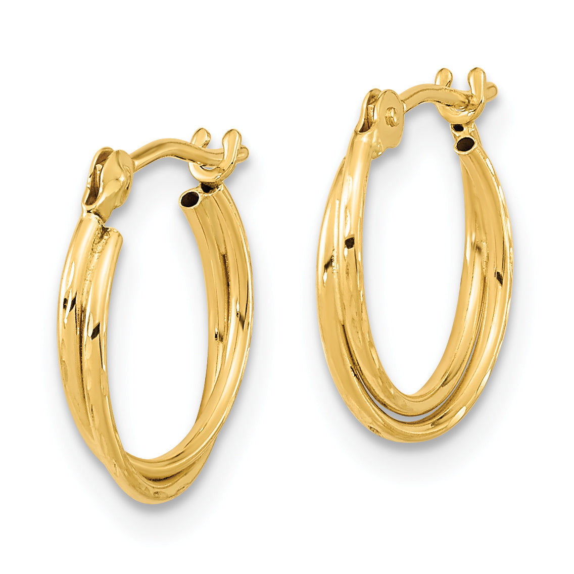 14k Diamond Cut Polished Double Hoops Secondary image