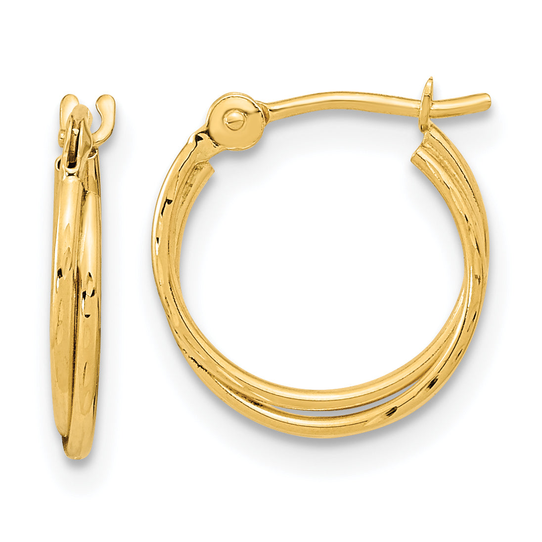 14k Diamond Cut Polished Double Hoops Main image