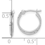 14k White Gold Polished Diamond Cut Double Hoops