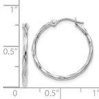 14k White Gold Polished Twisted Hoops