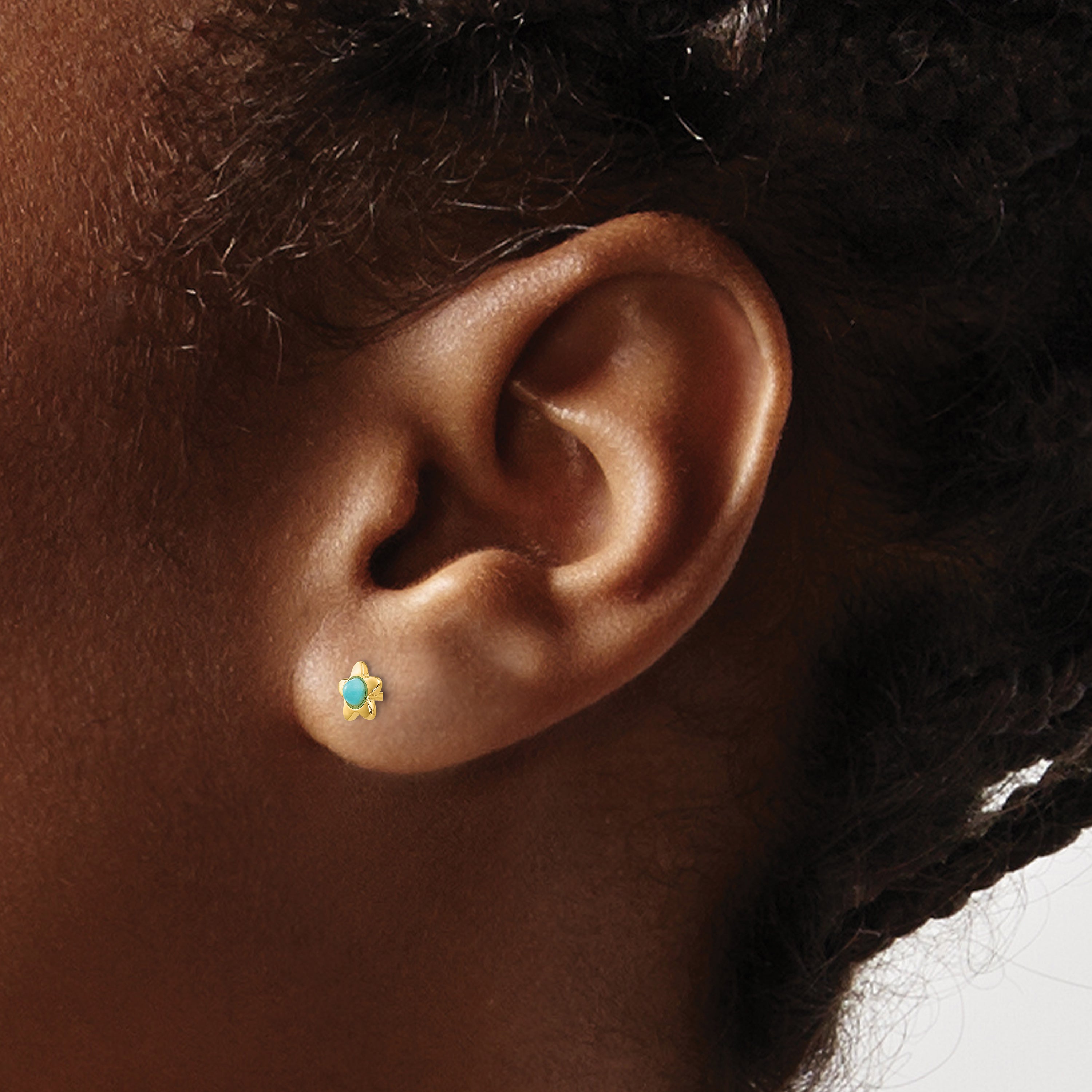 14k Polished Turquoise Star Post Earrings