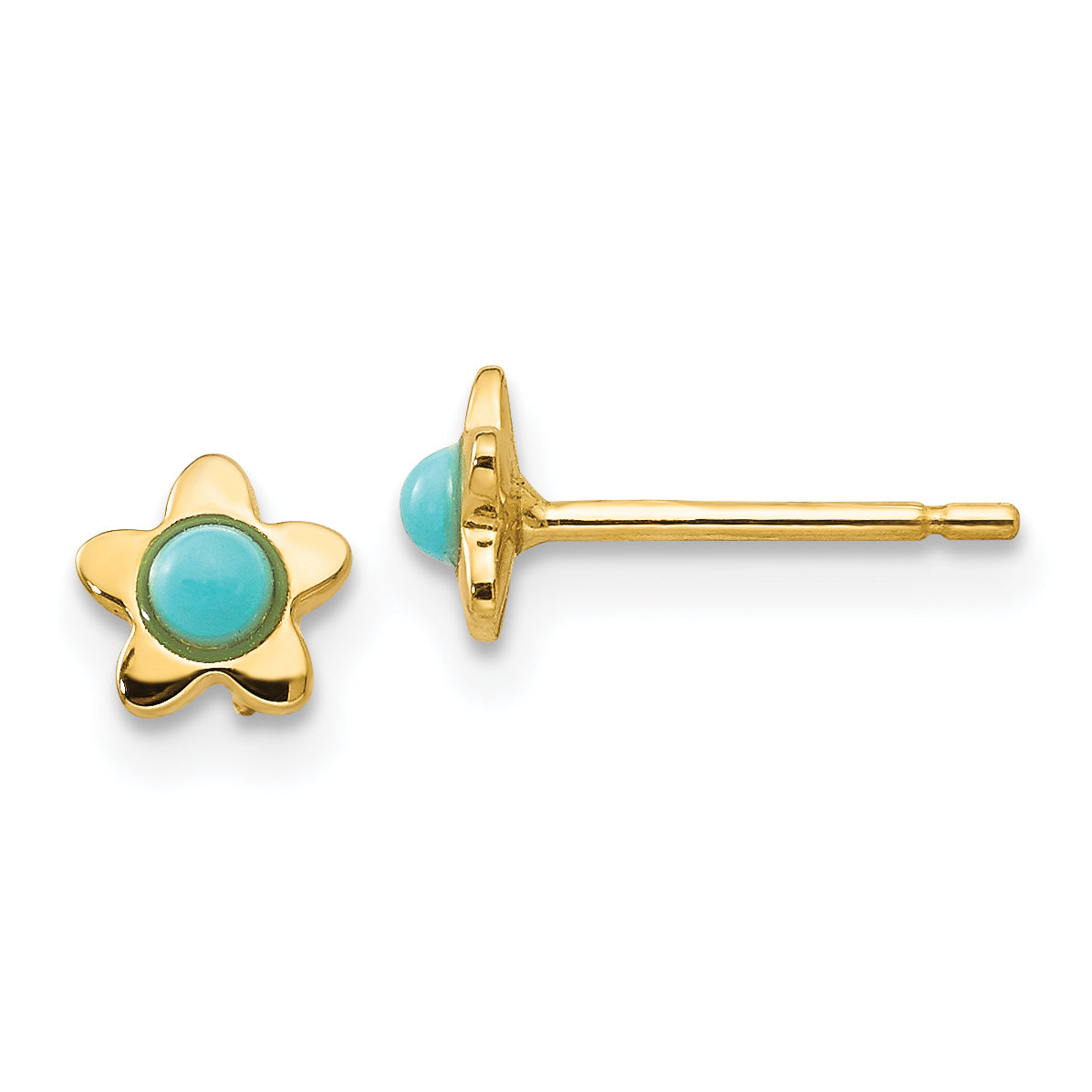 14k Polished Turquoise Star Post Earrings Main image