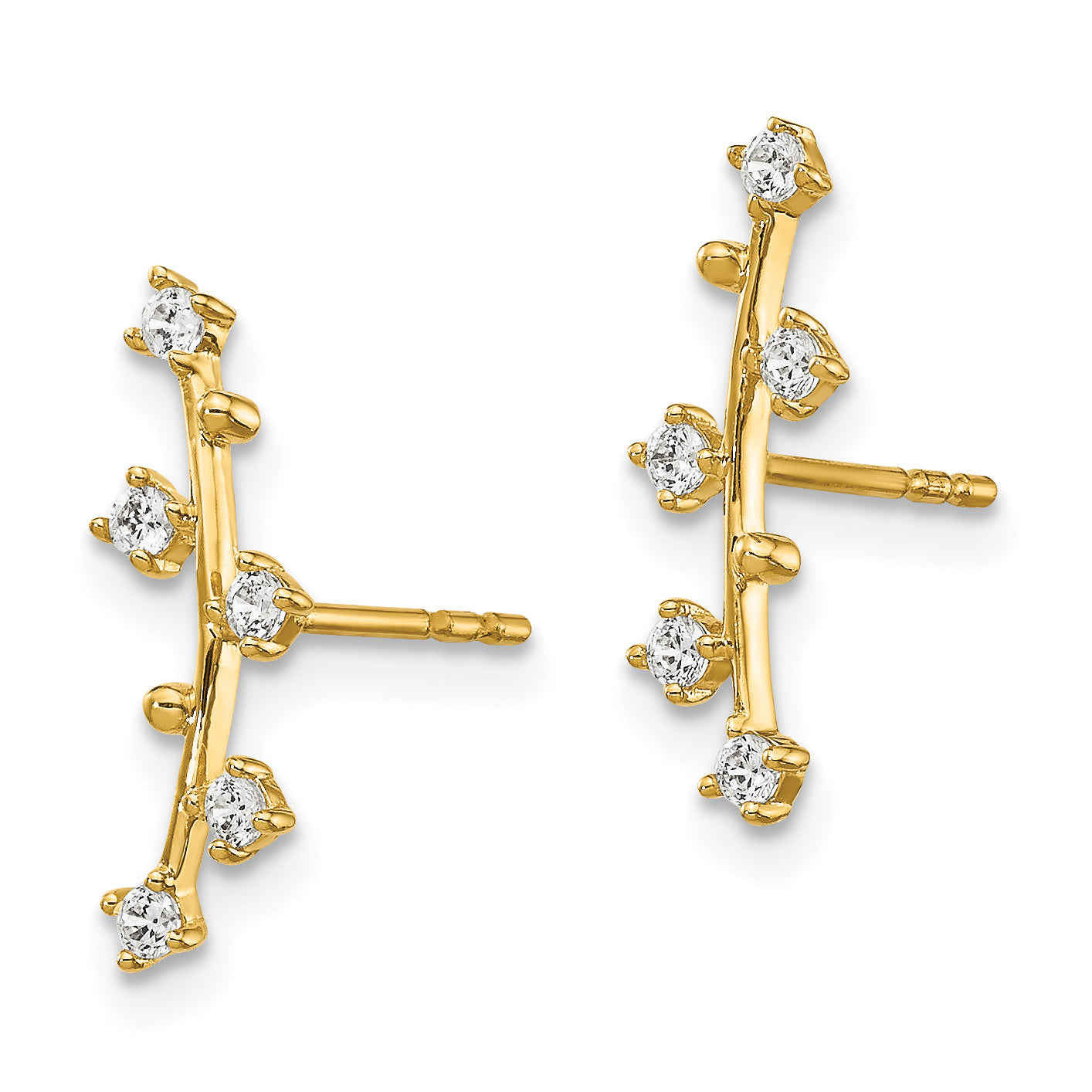 14k Polished Bar CZ Post Earrings Secondary image