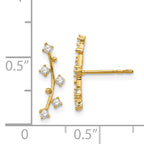14k Polished Bar CZ Post Earrings
