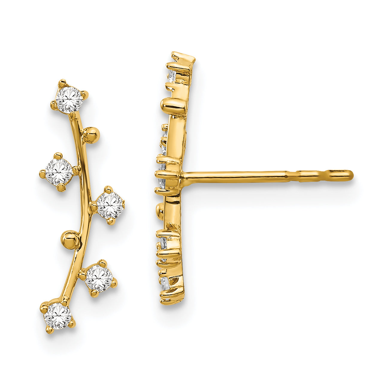 14k Polished Bar CZ Post Earrings Main image